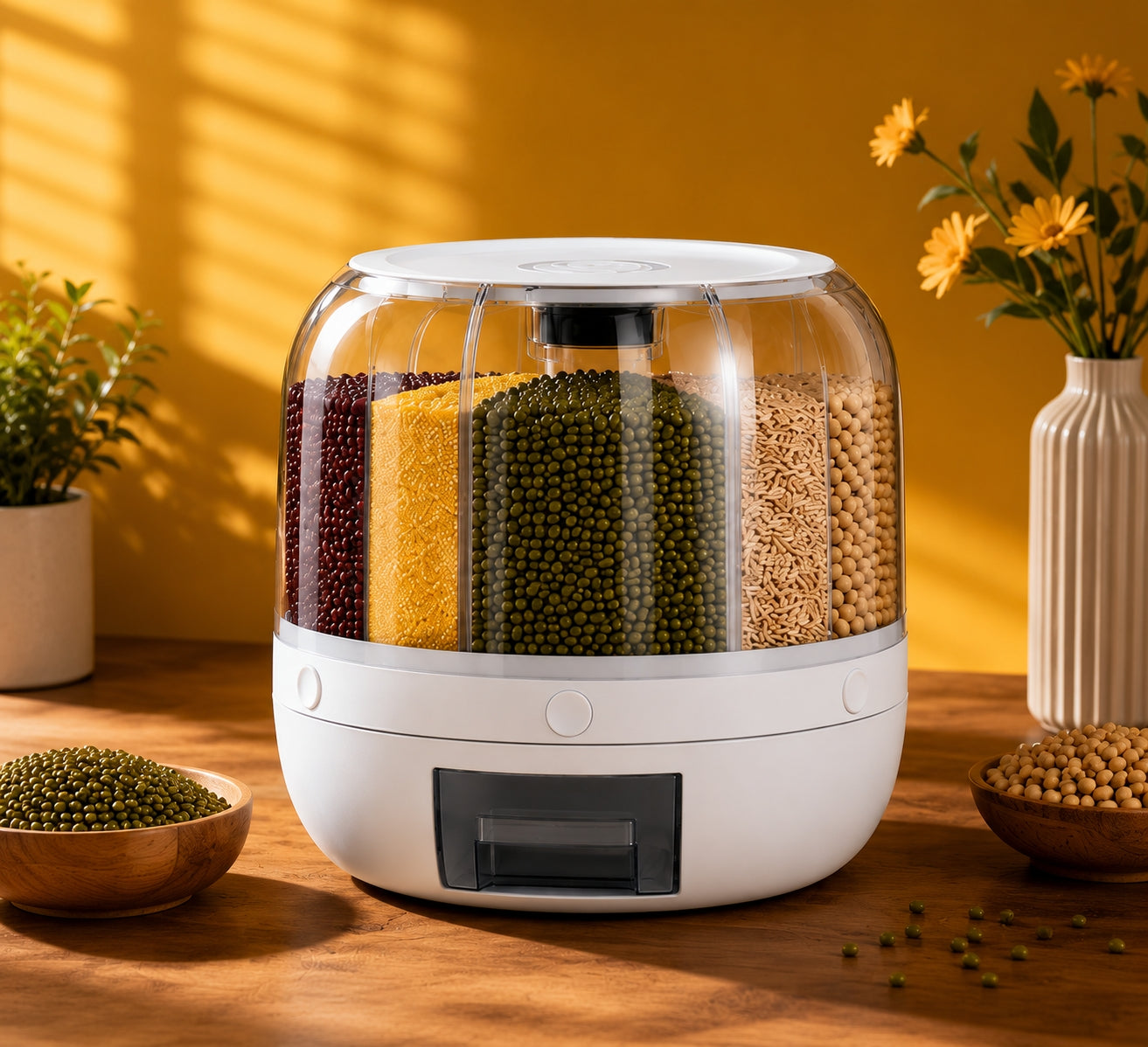 6-Grid Rotating Food Dispenser Storage Container